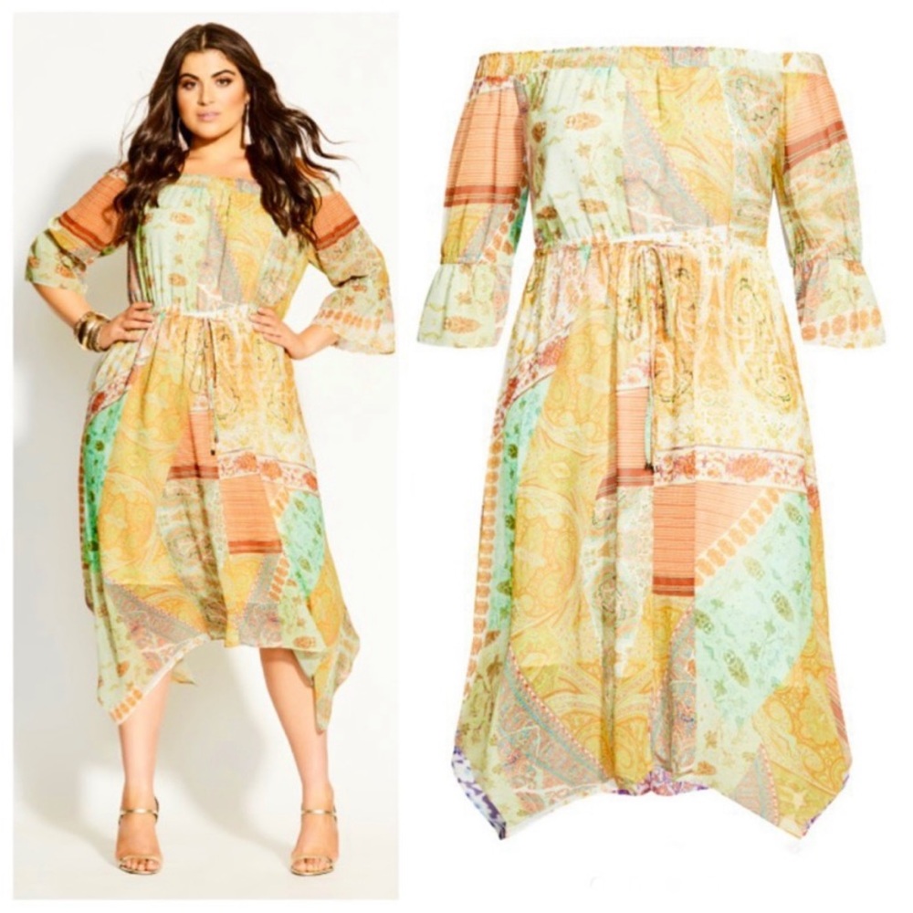 City Chic Togo Off the Shoulder Midi Dress SZ 20 NWT